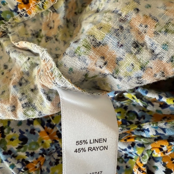 Land N Sea Vibrant Floral High Waist Women's Shorts Linen Blend Size L - Picture 4 of 5